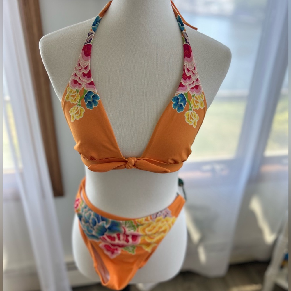 Victoria Secret Orange Floral Bikini size M